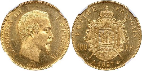100 Франк Вторая французская империя (1852-1870) Золото Наполеон III Бонапарт (1808-1873)