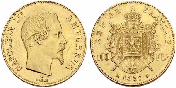 100 Франк Вторая французская империя (1852-1870) Золото Наполеон III Бонапарт (1808-1873)