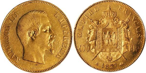 100 Франк Вторая французская империя (1852-1870) Золото Наполеон III Бонапарт (1808-1873)