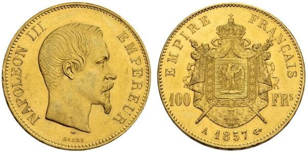 100 Франк Вторая французская империя (1852-1870) Золото Наполеон III Бонапарт (1808-1873)