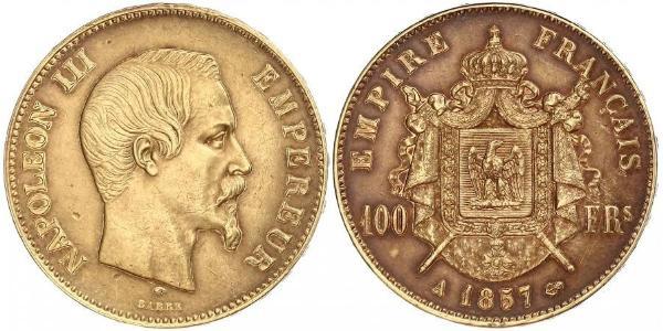 100 Франк Вторая французская империя (1852-1870) Золото Наполеон III Бонапарт (1808-1873)