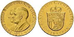 100 Франк Ліхтенштейн Золото Franz Joseph II, Prince of Liechtenstein (1938 - 1989) 