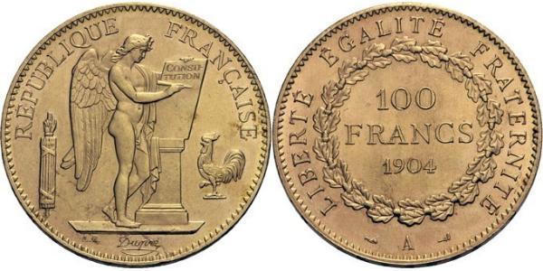 100 Франк Перша Французька республіка  (1792-1804) Золото 