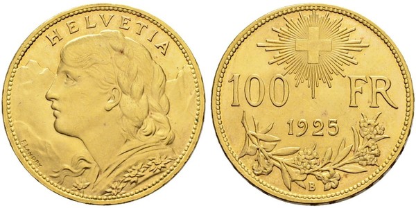 100 Франк Швейцарія Золото 