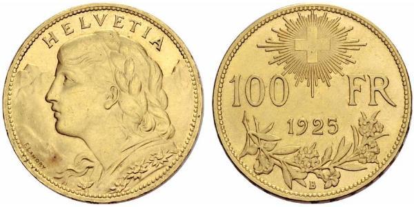 100 Франк Швейцарія Золото 