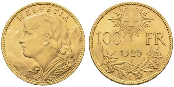 100 Франк Швейцарія Золото 