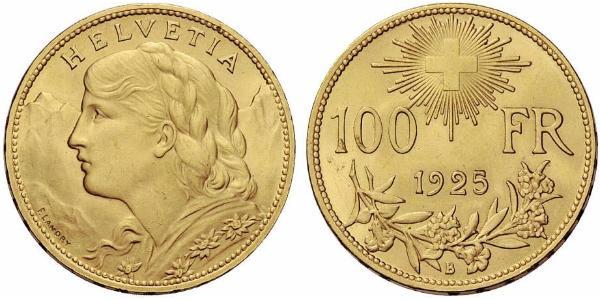 100 Франк Швейцарія Золото 