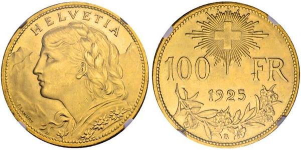 100 Франк Швейцарія Золото 