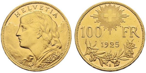 100 Франк Швейцарія Золото 