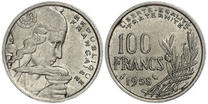 100 Франк French Fourth Republic  (1946-1958) Нікель/Мідь 