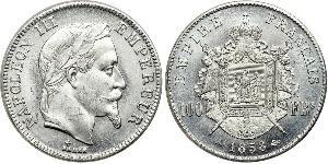100 Франк Вторая французская империя (1852-1870) Платина Наполеон III Бонапарт (1808-1873)