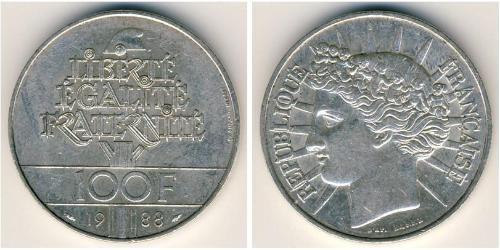100 Франк Пятая французская республика (1958 - ) Серебро 
