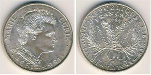 100 Франк French Fifth Republic (1958 - ) Срібло 