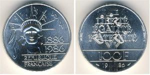 100 Франк French Fifth Republic (1958 - ) Срібло 