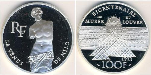 100 Франк French Fifth Republic (1958 - ) Срібло 