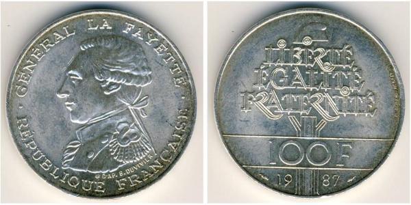 100 Франк French Fifth Republic (1958 - ) Срібло 