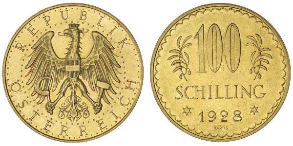 100 Шиллинг Первая Австрийская Республика (1918-1934) Золото 