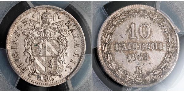 10 Baiocco États pontificaux (752-1870) Argent 