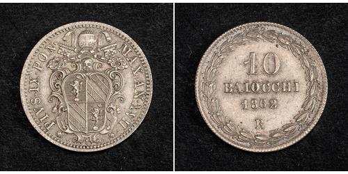 10 Baiocco Estados Pontificios (752-1870) Plata 
