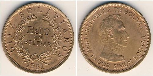 10 Boliviano 玻利維亞 青铜 