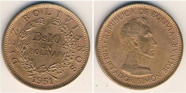 10 Boliviano 玻利維亞 青铜 
