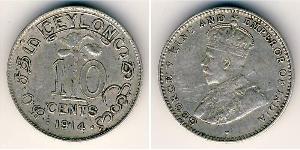 10 Cent Sri Lanka Argent George V (1865-1936)