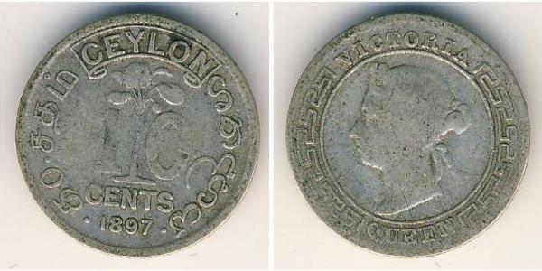10 Cent Sri Lanka Argent Victoria (1819 - 1901)
