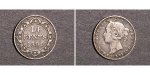 10 Cent Terre-Neuve-et-Labrador Argent Victoria (1819 - 1901)