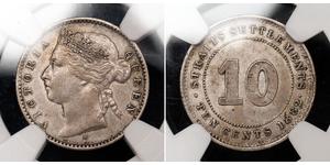 10 Cent Établissements des détroits (1826 - 1946) Argent Victoria (1819 - 1901)