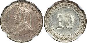 10 Cent Établissements des détroits (1826 - 1946) Argent George V (1865-1936)