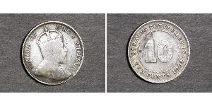 10 Cent Établissements des détroits (1826 - 1946) Argent Édouard VII (1841-1910)