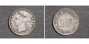 10 Cent Établissements des détroits (1826 - 1946) Argent Victoria (1819 - 1901)