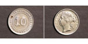 10 Cent Établissements des détroits (1826 - 1946) Argent Victoria (1819 - 1901)