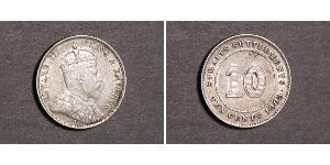 10 Cent Établissements des détroits (1826 - 1946) Argent Édouard VII (1841-1910)