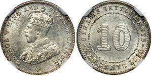 10 Cent Établissements des détroits (1826 - 1946) Argent George V (1865-1936)