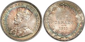 10 Cent Canada Argento Giorgio V (1865-1936)