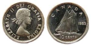 10 Cent Canada Argento Elisabetta II (1926-2022)