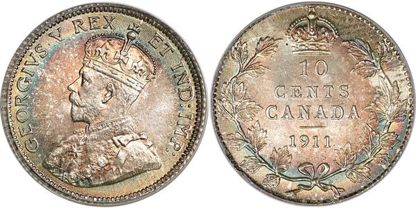 10 Cent Canada Argento Giorgio V (1865-1936)