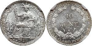 10 Cent Indocina francese (1887-1954) Argento 