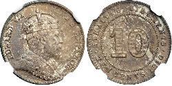 10 Cent Insediamenti dello Stretto (1826 - 1946) Argento Edoardo VII (1841-1910)