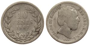 10 Cent Regno dei Paesi Bassi (1815 - ) Argento Guglielmo III dei Paesi Bassi