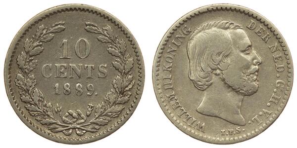 10 Cent Regno dei Paesi Bassi (1815 - ) Argento Guglielmo III dei Paesi Bassi