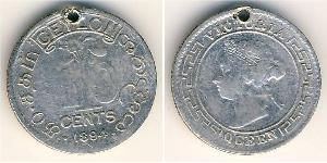 10 Cent Sri Lanka Argento Vittoria (1819 - 1901)
