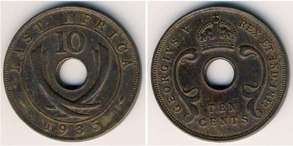 10 Cent Africa orientale Bronzo Giorgio V (1865-1936)