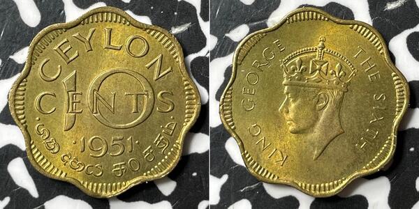 10 Cent Sri Lanka Messing Georg VI (1895-1952)