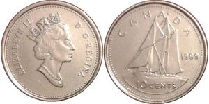 10 Cent Canada Nichel Elisabetta II (1926-2022)