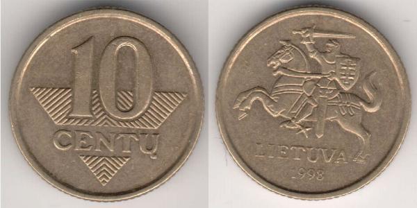10 Cent Lithuania (1991 - ) Brass/Nickel 