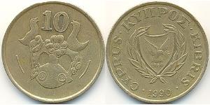 10 Cent Republic of Cyprus (1960 - ) Brass/Nickel 