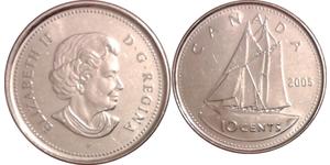 10 Cent Canadá Níquel Isabel II (1926-2022)