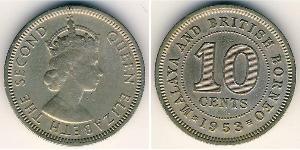 10 Cent Federación Malaya (1948 - 1963) Níquel/Cobre Isabel II (1926-2022)